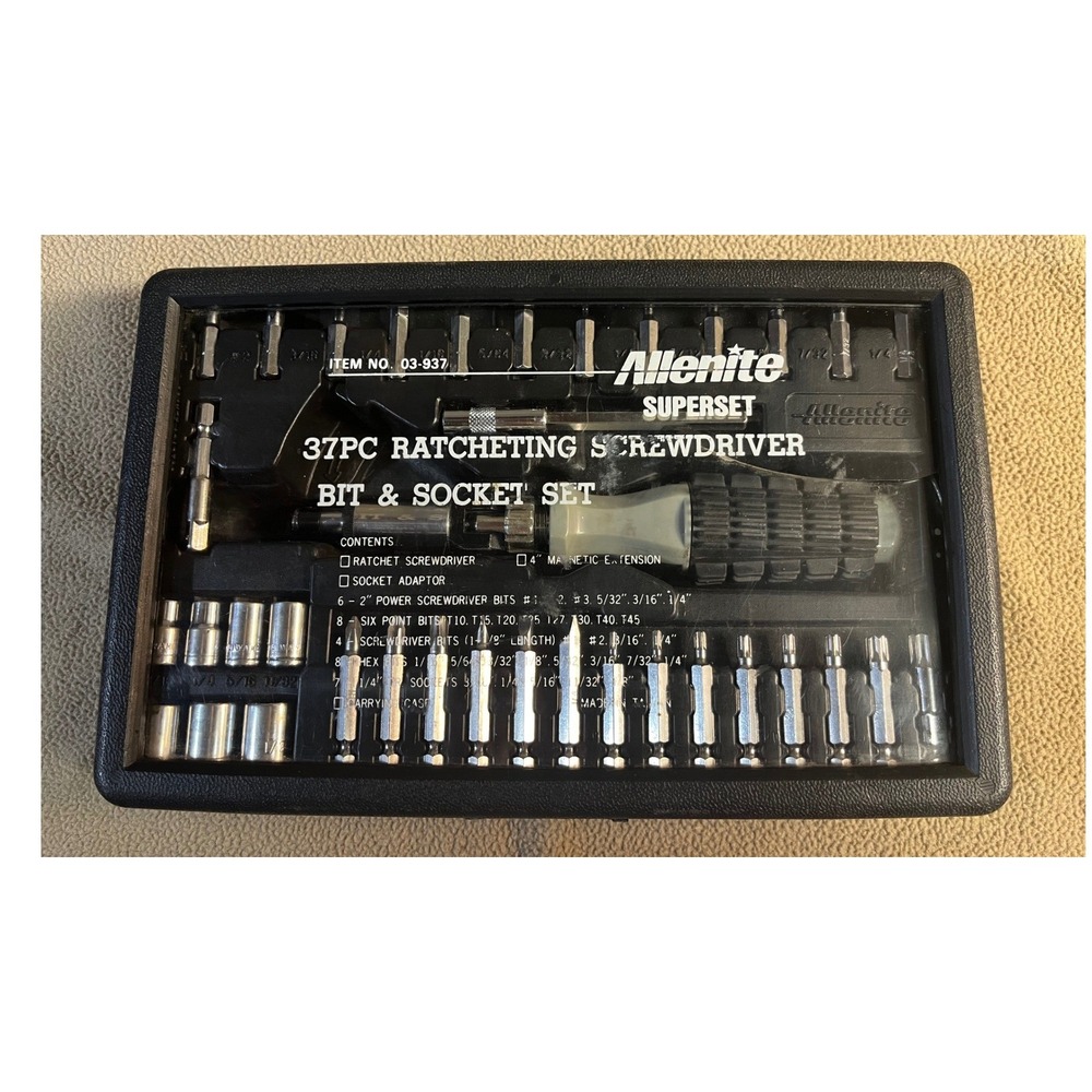Allenite 37 pc Superset‎ Screwdriver Bit and Socket Set with Ratchet Handle